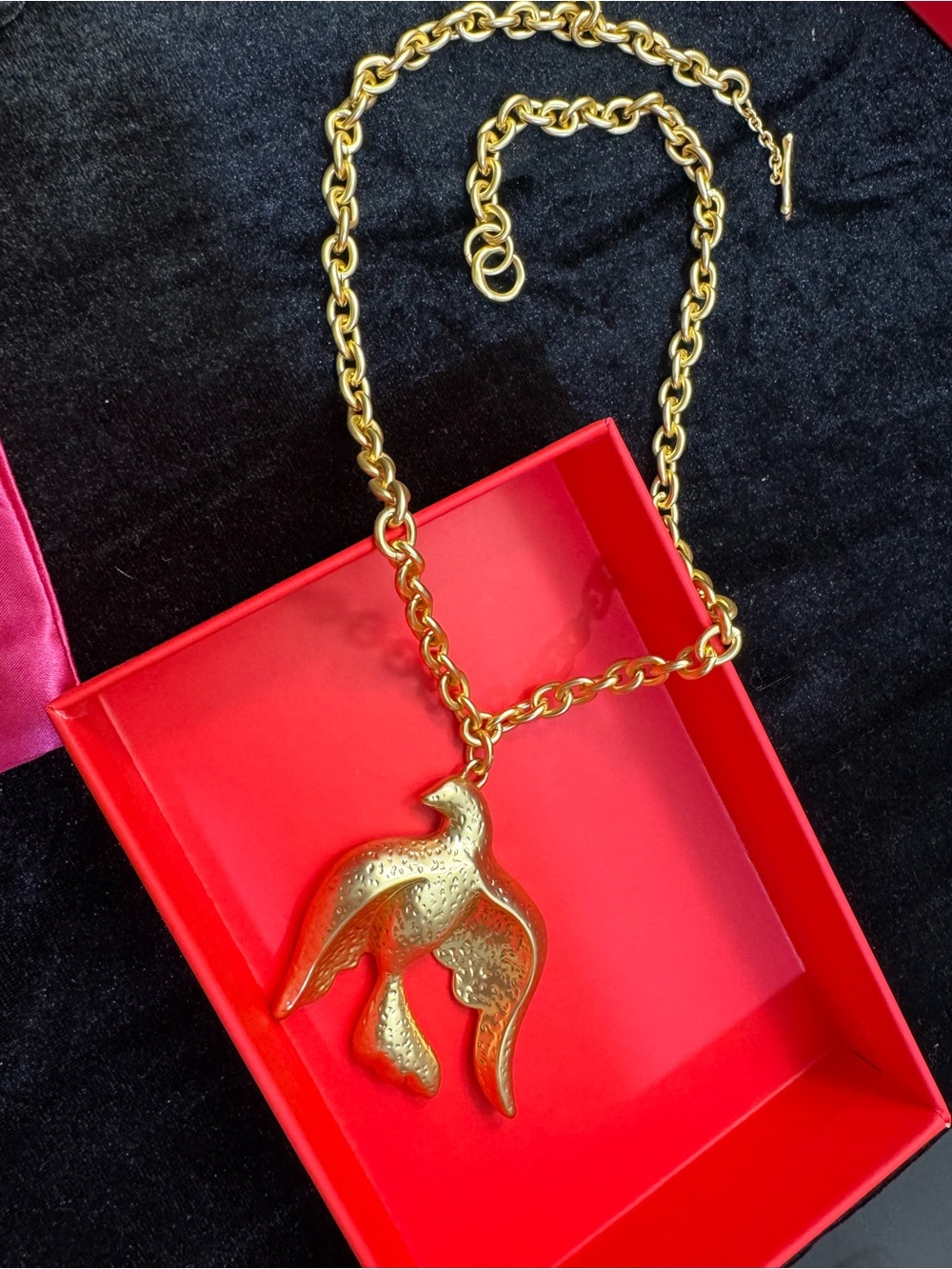 Schiaparelli inspired Gold-Tone Bird Pendant Necklace